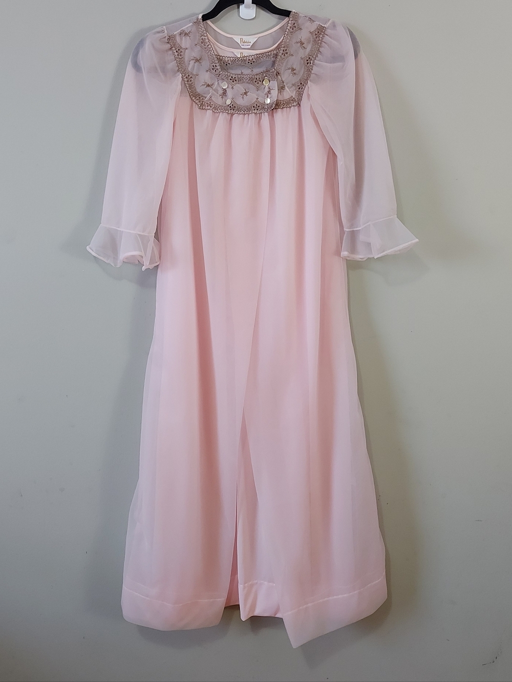 Vintage Patricia‎ Two Piece Peignoir Long Nightgown Robe Set Small Cottagecore